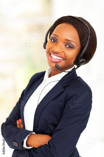 Photo: young african american business call center operator young african american business call center operator