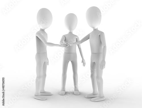 Illustration: Teammates stacking hands Teammates stacking hands