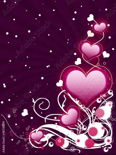 Illustration: Pink hearts and floral Pink hearts and floral