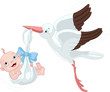 Vector: Stork And Baby Boy Stork And Baby Boy