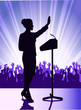 person before a microphone
