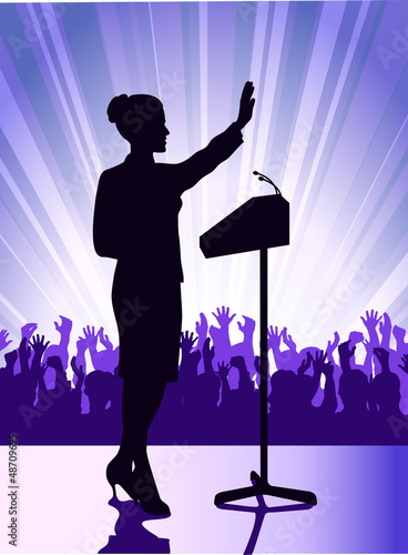 Vector: person before a microphone person before a microphone