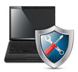 Vector illustration of laptop with service icon