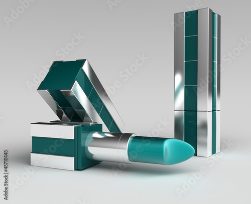 Illustration: shiny lipstick with cover shiny lipstick with cover