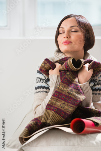 Photo: Portrait of a woman preparing to her husband or boyfriend surpri Portrait of a woman preparing to her husband or boyfriend surpri