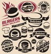 Burger and fast food icons, labels, signs, symbols