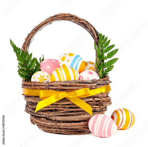 Photo: Easter eggs in a basket Easter eggs in a basket