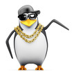 Penguin rapper points  towards something