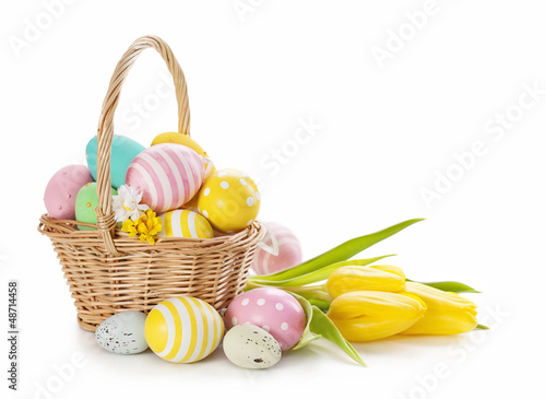 Photo: Basket with easter eggs Basket with easter eggs