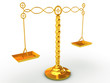 golden balance scales studio isolated