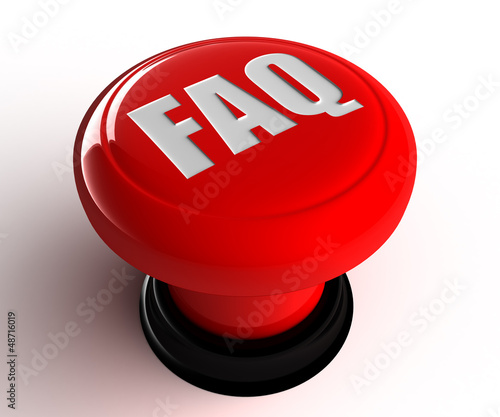 Illustration: faq round red glossy icon on white background faq round red glossy icon on white background