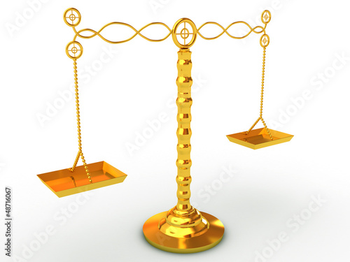 Illustration: golden balance scales studio isolated golden balance scales studio isolated