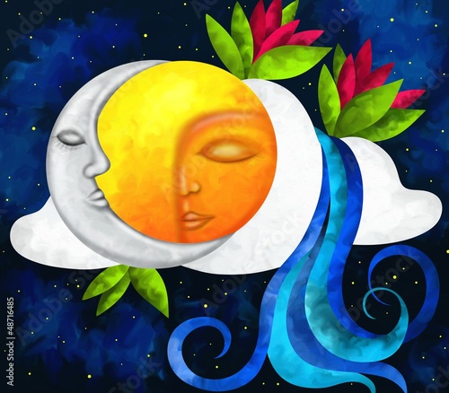 Illustration: sole e luna sole e luna