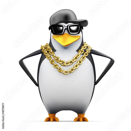 Illustration: Penguin rapper stands dramatically Penguin rapper stands dramatically