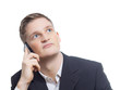 Junger Manager telefoniert genervt