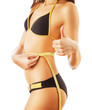 Foto: happy woman after diet with measures in swimsuit happy woman after diet with measures in swimsuit