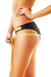 woman body care and yellow measure