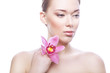healthy woman with flower