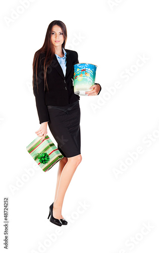 Photo: business woman with gifts business woman with gifts