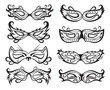 set of isolated carnival masks