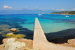ponton de la plage du Lotu , les Agriates, baie de Saint Florent