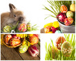 Happy Easter - baby rabbits and easter eggs