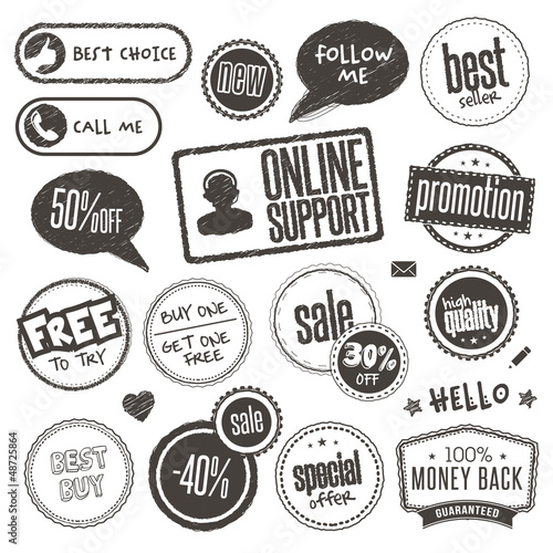 Vector: Set of hand drawn style banners and elements Set of hand drawn style banners and elements