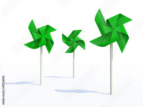 Illustration: three green pinwheel three green pinwheel
