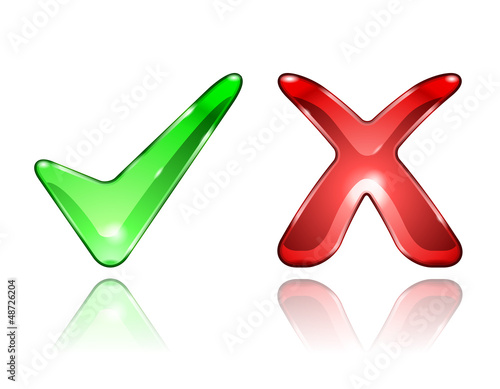 Vector: Check and cross mark icons Check and cross mark icons