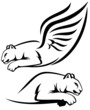 Vector: winged lion and cougar vector outline winged lion and cougar vector outline
