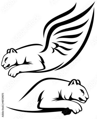 Vector: winged lion and cougar vector outline winged lion and cougar vector outline