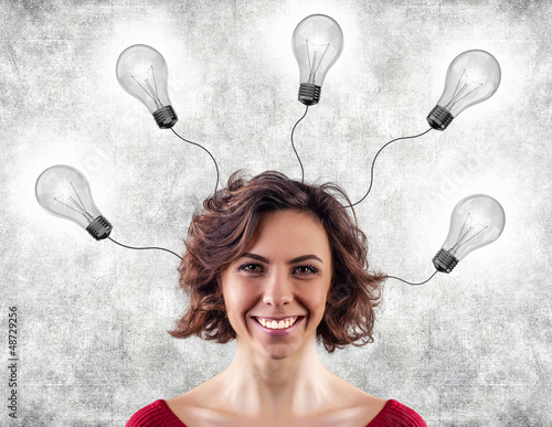 Photo: Head with lightbulbs Head with lightbulbs