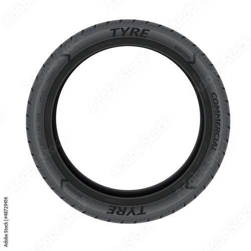 Vector: Detailed illustration of a car tire isolated on white background Detailed illustration of a car tire isolated on white background