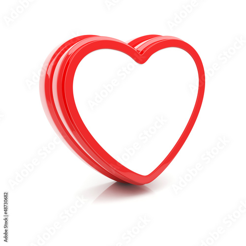 Illustration: Isolated glossy heart with no filling on white background Isolated glossy heart with no filling on white background