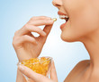 woman with vitamins