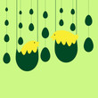 Easter background with two chickens