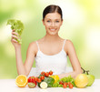 woman with fruits and vegetables