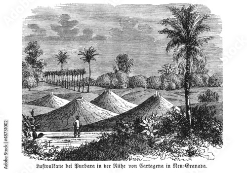 Photo: Vulkankrater bei Cartagena (Alte Lithographie) Vulkankrater bei Cartagena (Alte Lithographie)