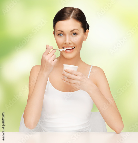 Photo: woman with yogurt woman with yogurt