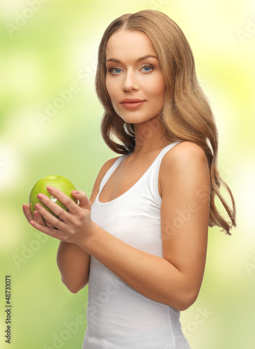 Photo: woman with green apple woman with green apple