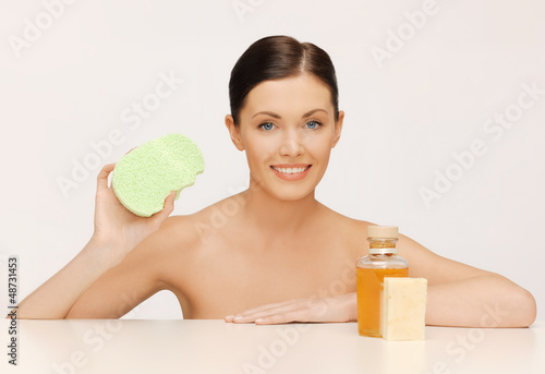 Photo: woman with sponge woman with sponge