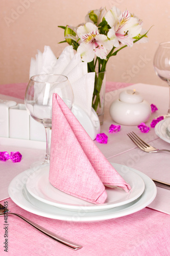 Photo: Elegant table setting in restaurant Elegant table setting in restaurant