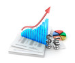 Illustration: Business analysis. Charts and growth graph. Business analysis. Charts and growth graph.