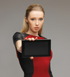 futuristic woman with tablet pc
