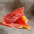 dried papaya on the hessian background
