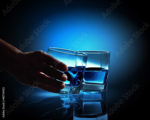 Photo: Two glasses of blue liquid Two glasses of blue liquid