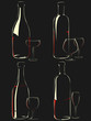 Set of vector stemware in the dark.