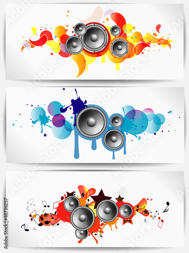Vector: Set of musical grunge backgrounds with subwoofer Set of musical grunge backgrounds with subwoofer