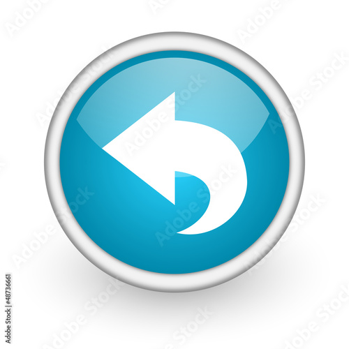 Illustration: back blue glossy icon on white background back blue glossy icon on white background