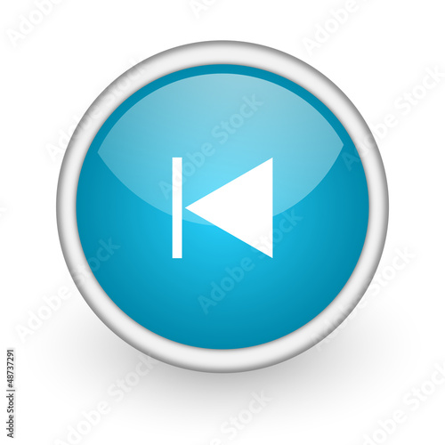 Illustration: prev blue glossy icon on white background prev blue glossy icon on white background